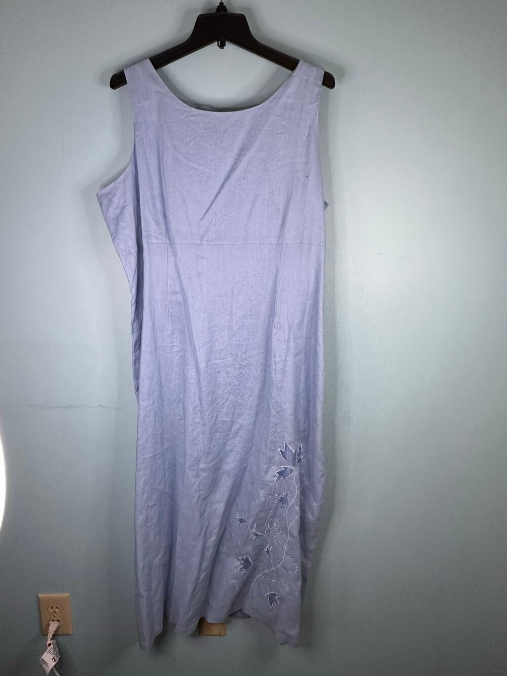 LINO USA Light blue/sky 100% linen sleeveless sheath maxi dress Size 2X